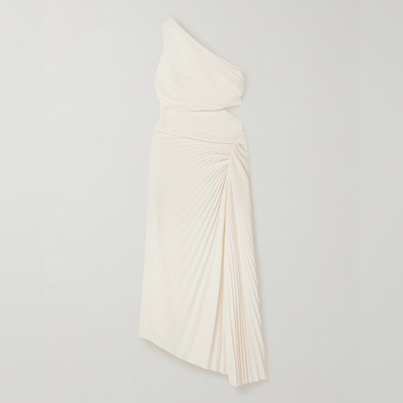 A.L.C. Dresses & Skirts - New A.L.C Dahlia Size 0 Pleated Asymmetric Midi Dress Cream Ivory One-Shoulder